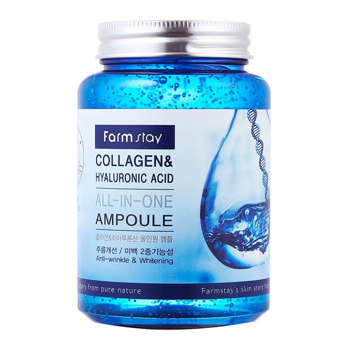 Многофункциональная ампульная сыворотка для лица с коллагеном и гиалуроновой кислотой Farm Stay Collagen & Hyaluronic Acid All-In-One Ampoule (250мл)
