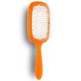 Щетка для волос маленькая оранжевая с белыми зубчиками